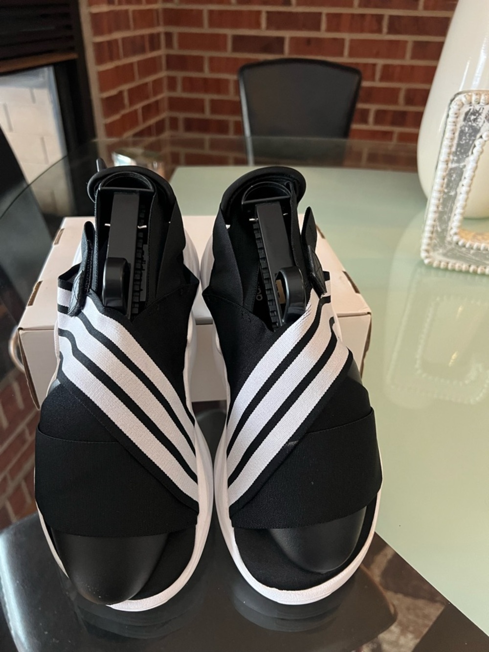 adidas Magmur Black and White Sport Slide with Three Stripes - Picture 7 of 8